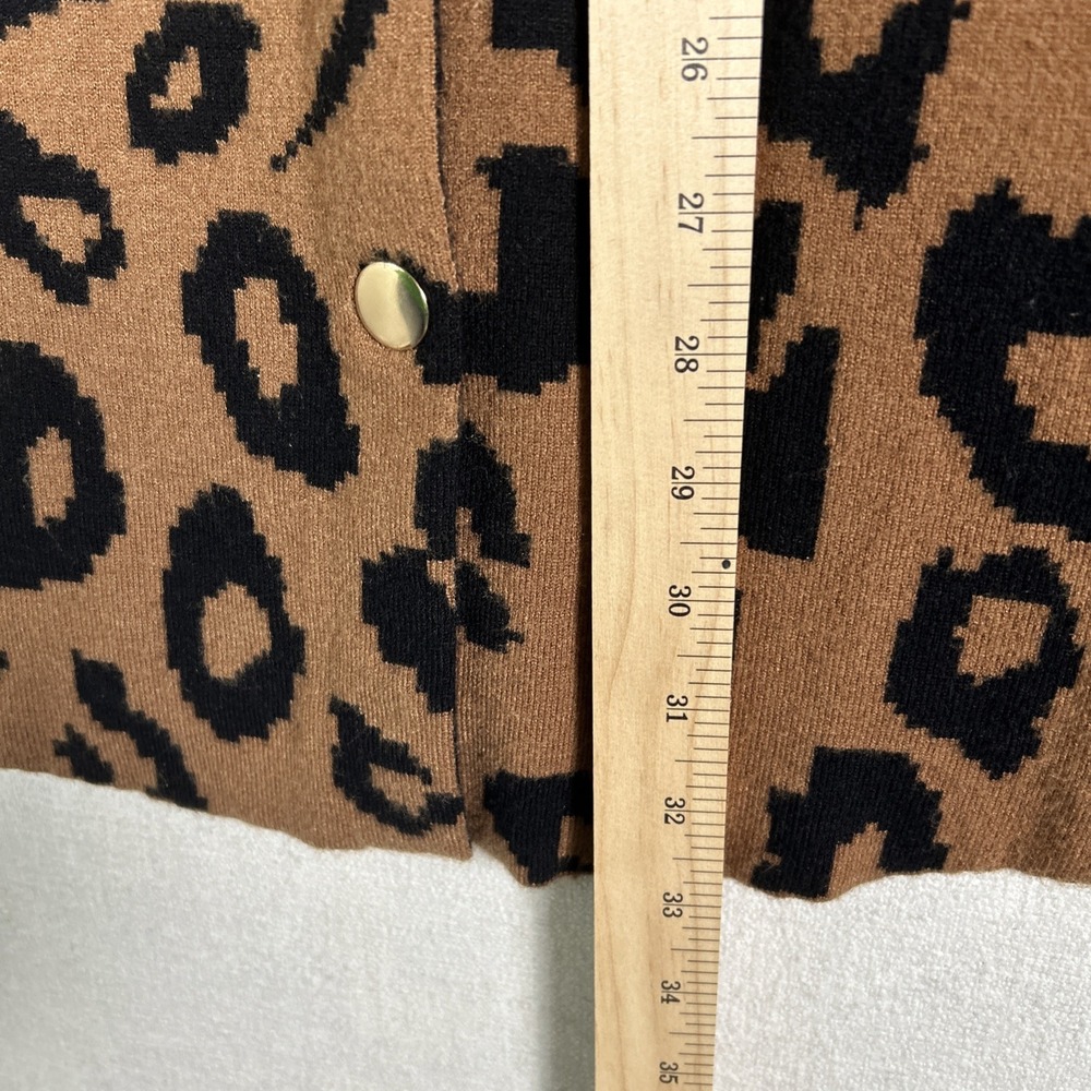 Ruby Rd. Soft Knit Shacket Women's 3XL Leopard Zebra Print Black Brown Gold Snap - Picture 5 of 7